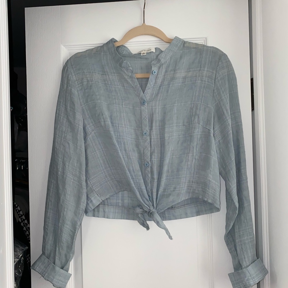 Cropped tie button down - Picture 4 of 4